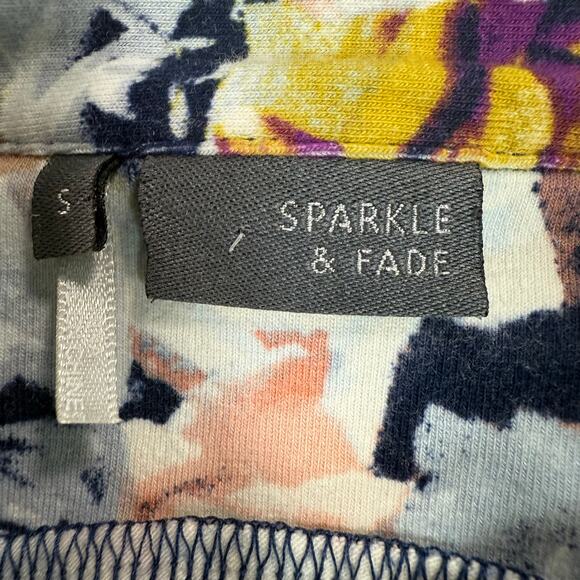 Sparkle & Fade Floral Tank Top Small Collared Button Down Cut Out Padded - Picture 4 of 8
